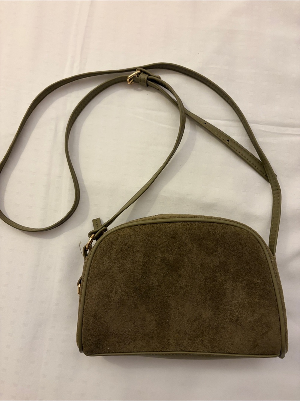 Olive Green Suede Crossbody Bag - Women's Shoulder Bag